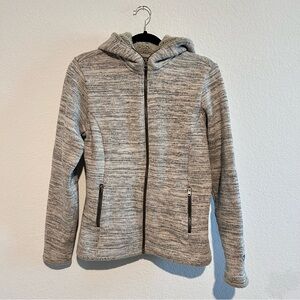 Women’s Kuhl Hooded Alska Jacket Medium Full Zip Heather Grey Sherpa Fleece 4148